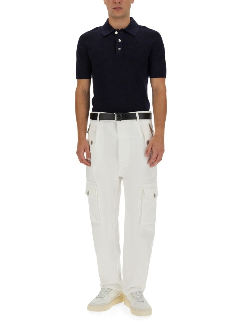 Balmain White Cotton Cargo Pants
