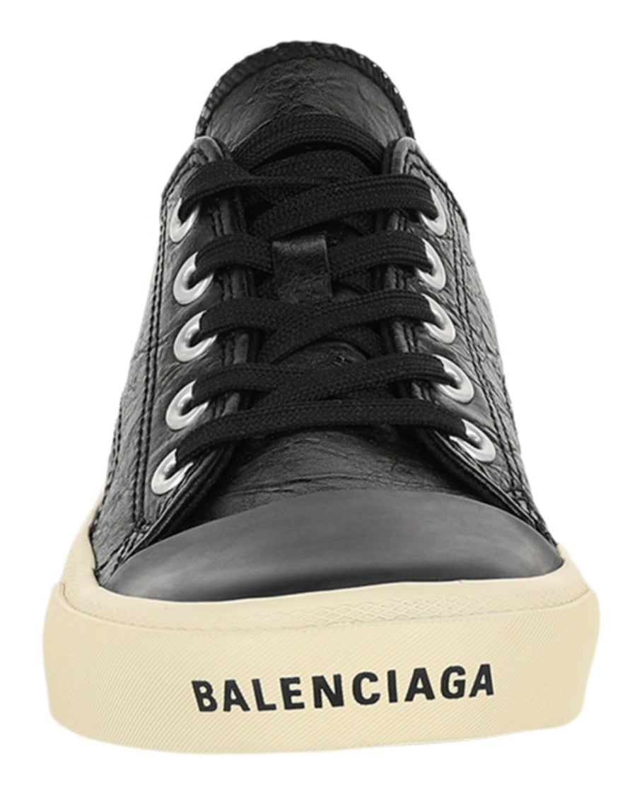 Balenciaga Pebbled Lambskin Low-Top Sneakers With Worn Sole Design