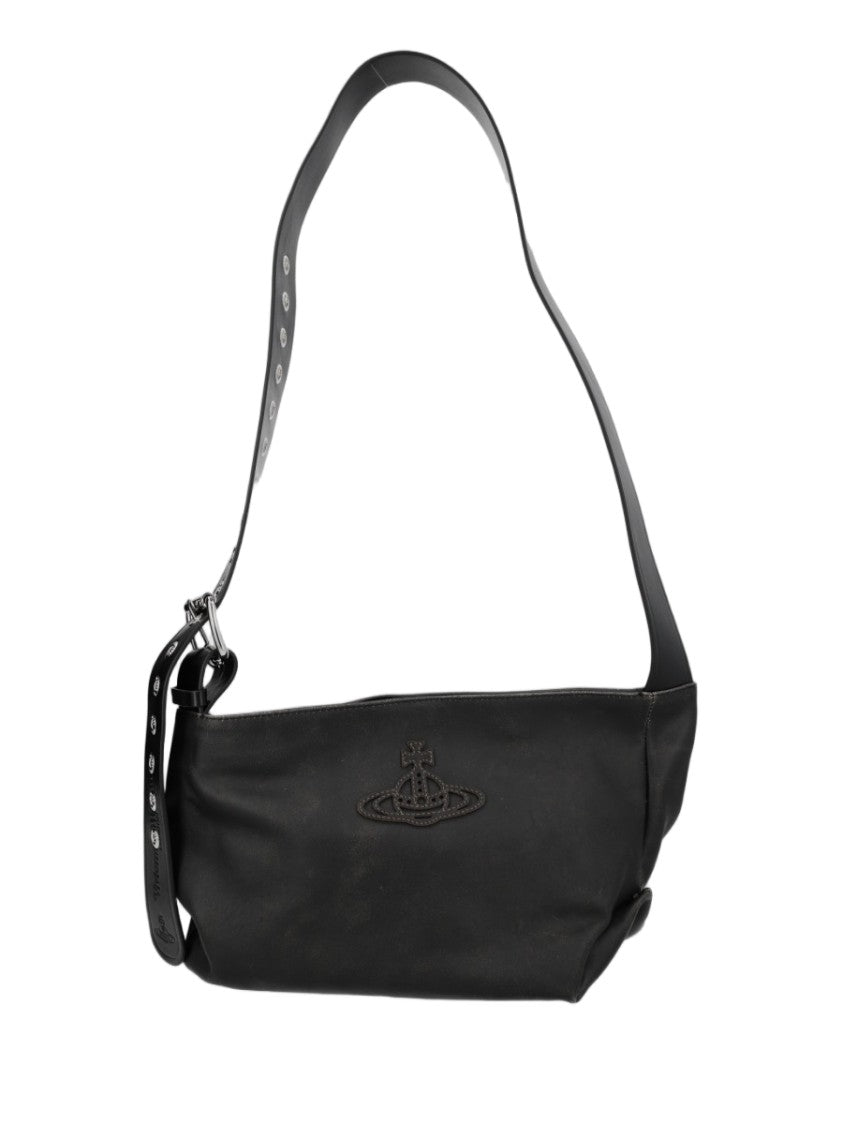 Vivienne Westwood Black Cow Leather Rectangular Crossbody Bag