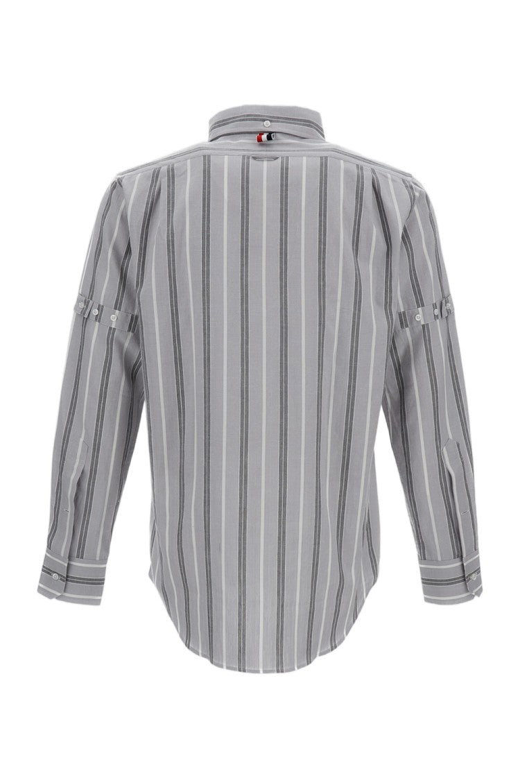 Thom Browne Relaxed Fit Striped Cotton Shirt With Pointed Collar