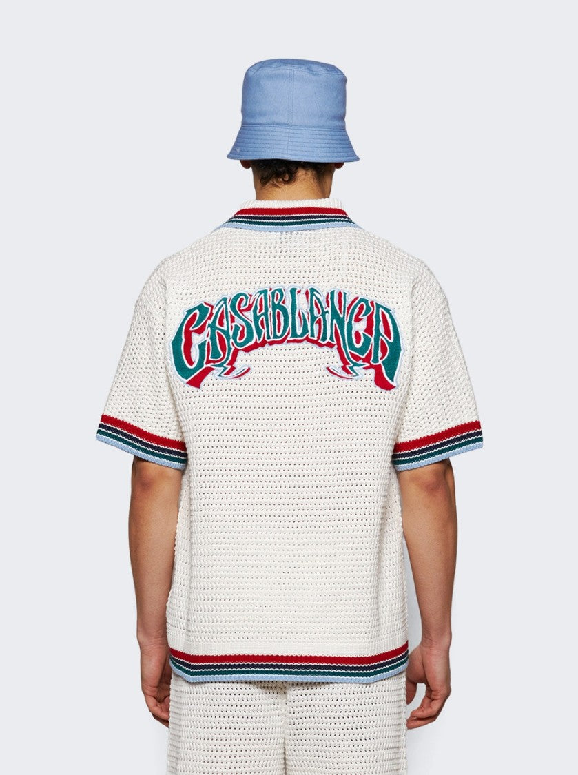 Casablanca Sporty Faux Crochet Shirt White