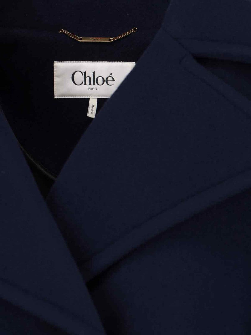Chloé Double-Breasted Coat – Navy Blue