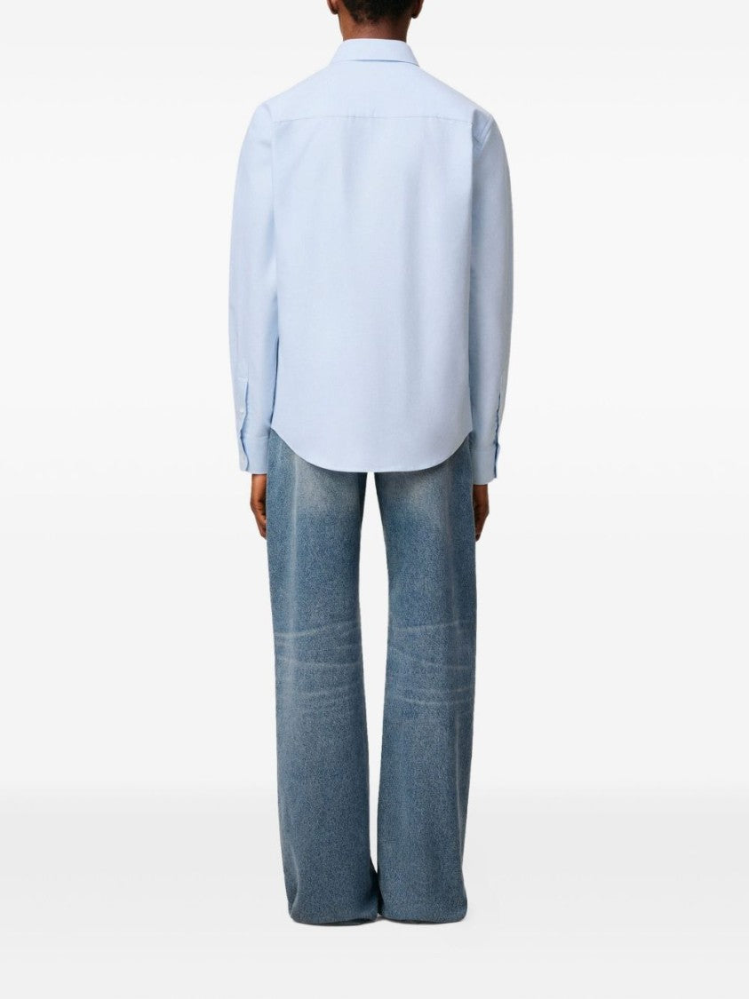 Ami Paris Sky Blue Cotton Button-Down Shirt