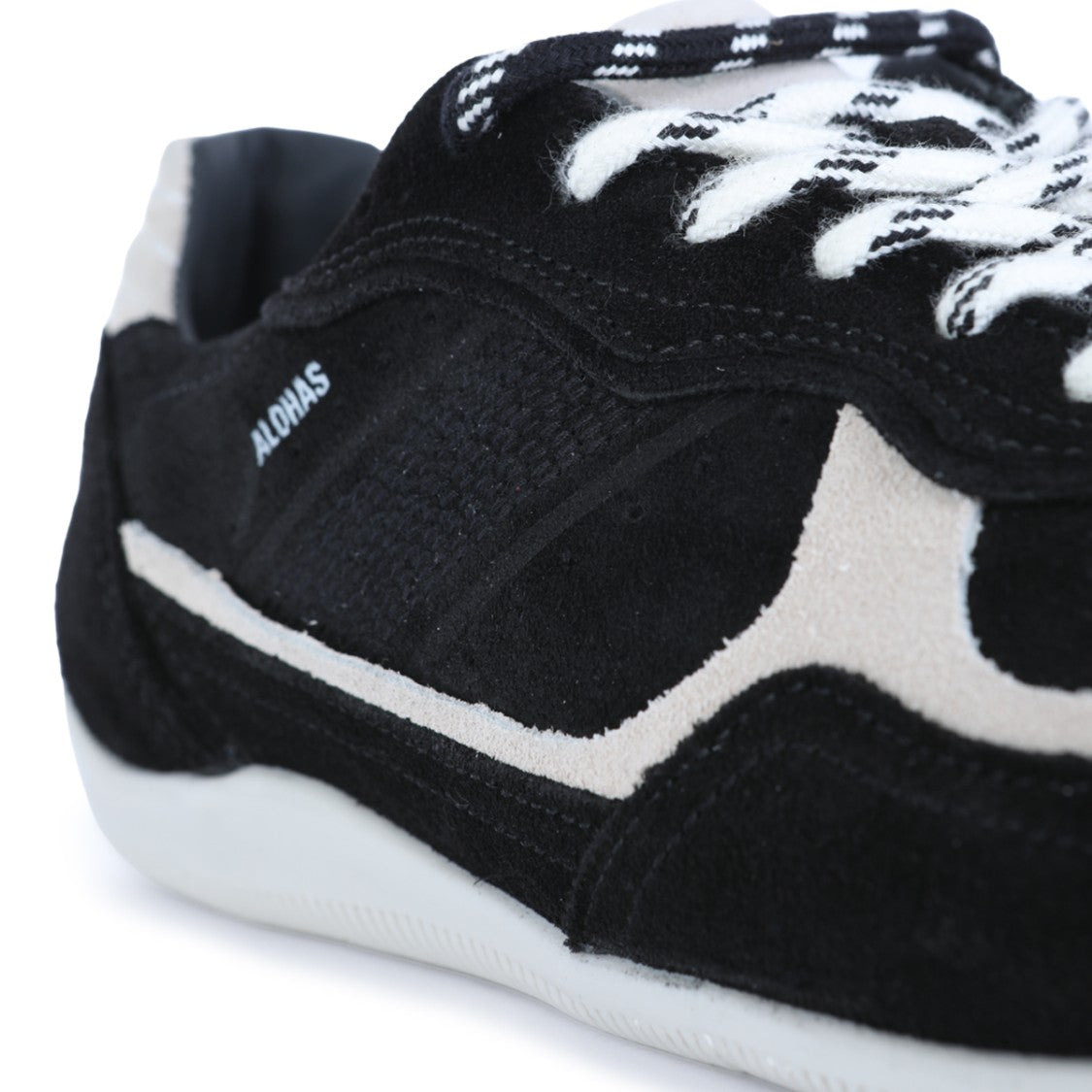 Alohas Black Perforated Contrast Inserts Sneakers