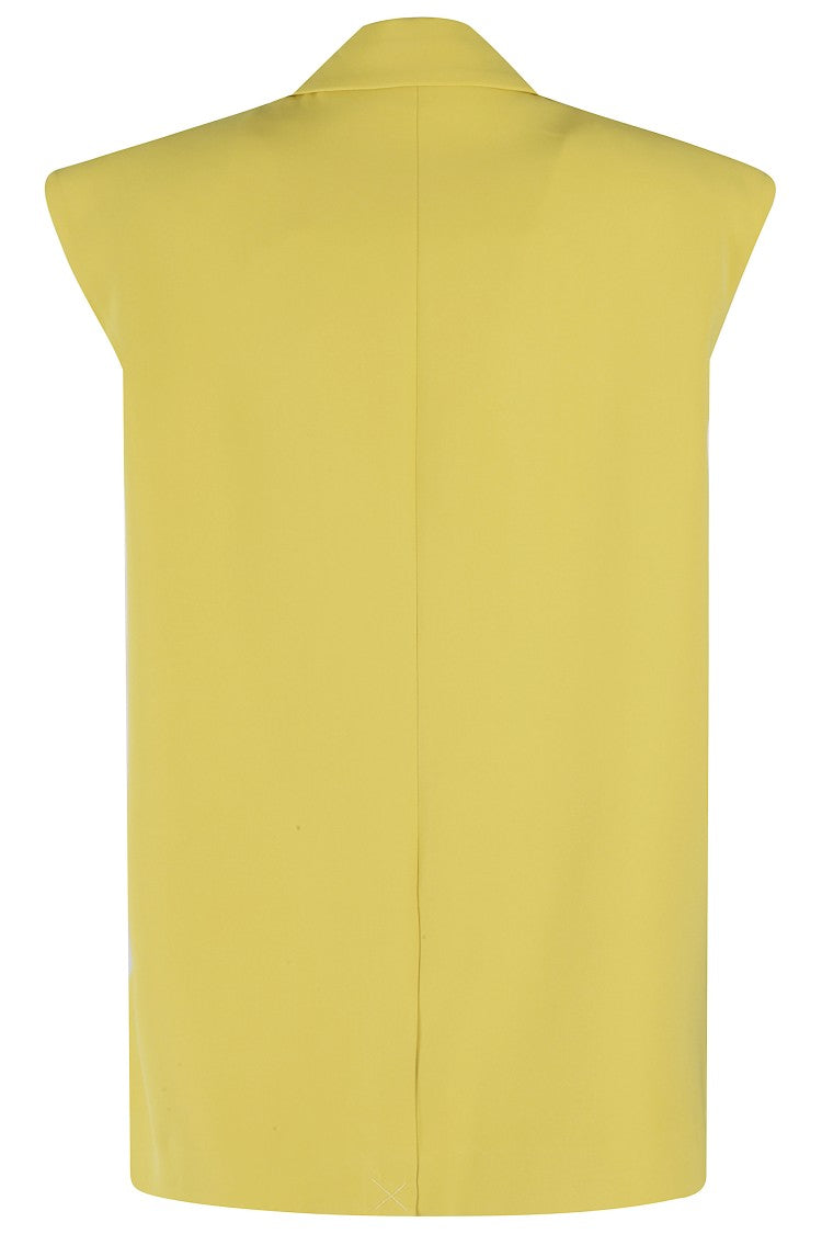 Isabelle Blanche Notched Lapel Gilet In Cady Fabric