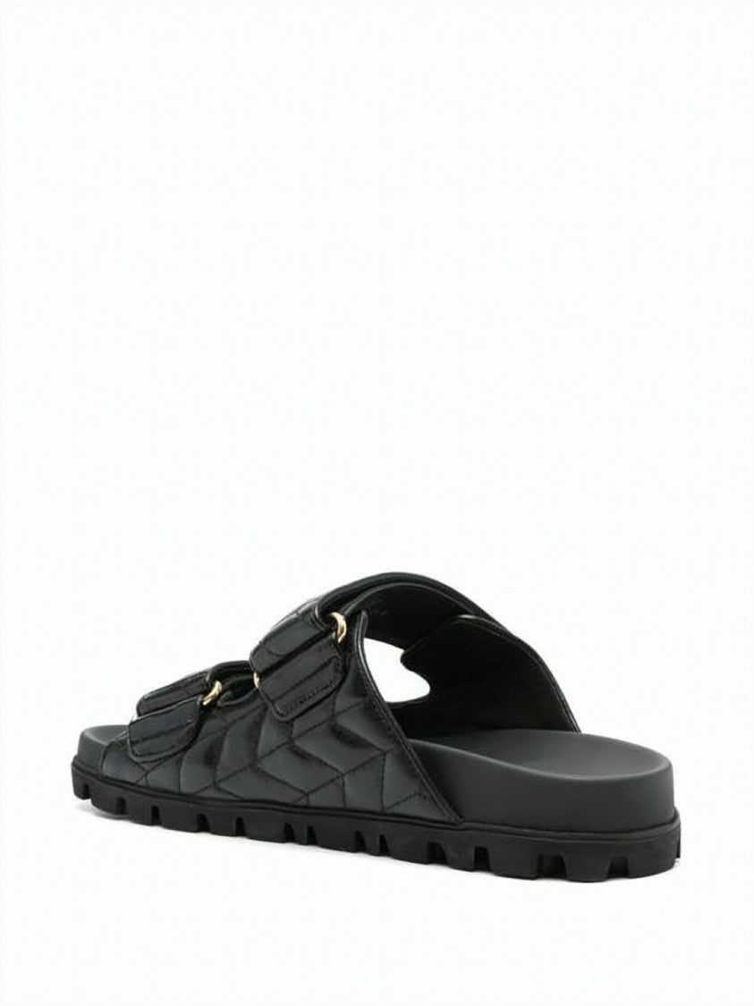Miu Miu Quilted Calf Leather Sandals With Adjustable Straps