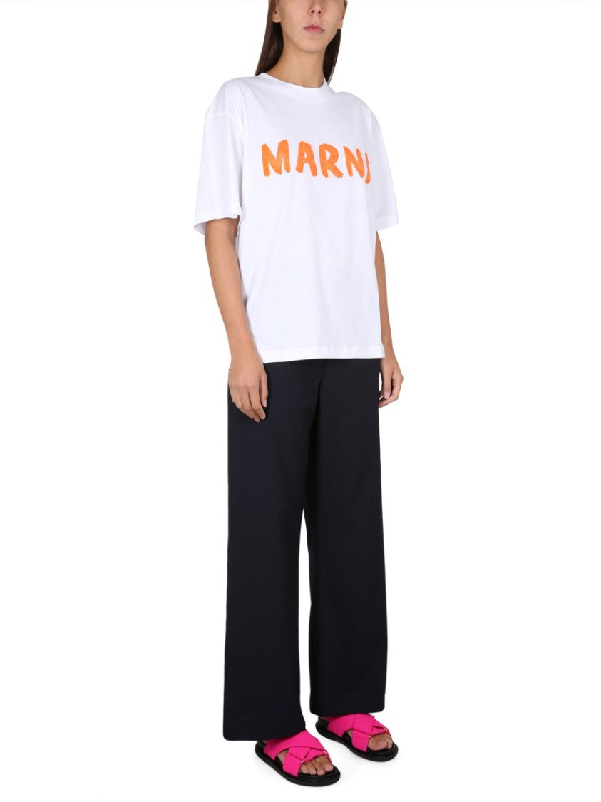 Marni High-Waisted Flare Pants With Side Zipper Closure
