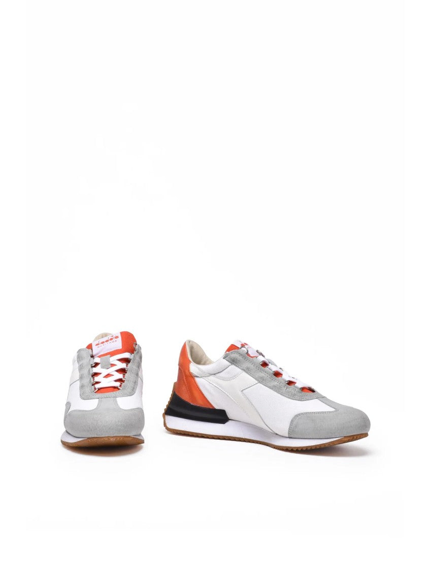Diadora Heritage White Grey Leather Polyester Equipe Sneakers
