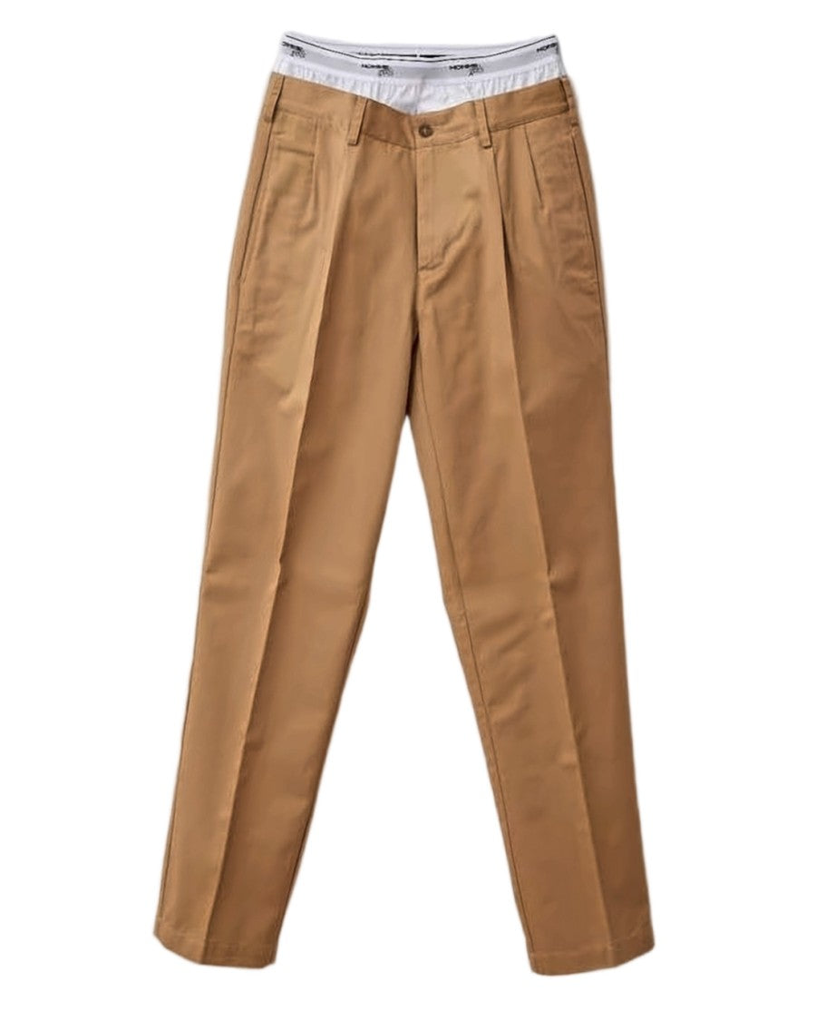 Homme Girls Straight-Leg Tailored Pants With Contrasting Inner Lining