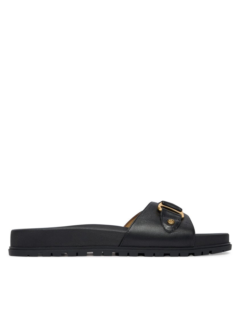 Lauren Ralph Lauren Slide Sandals With Gold-Tone Buckle Detail