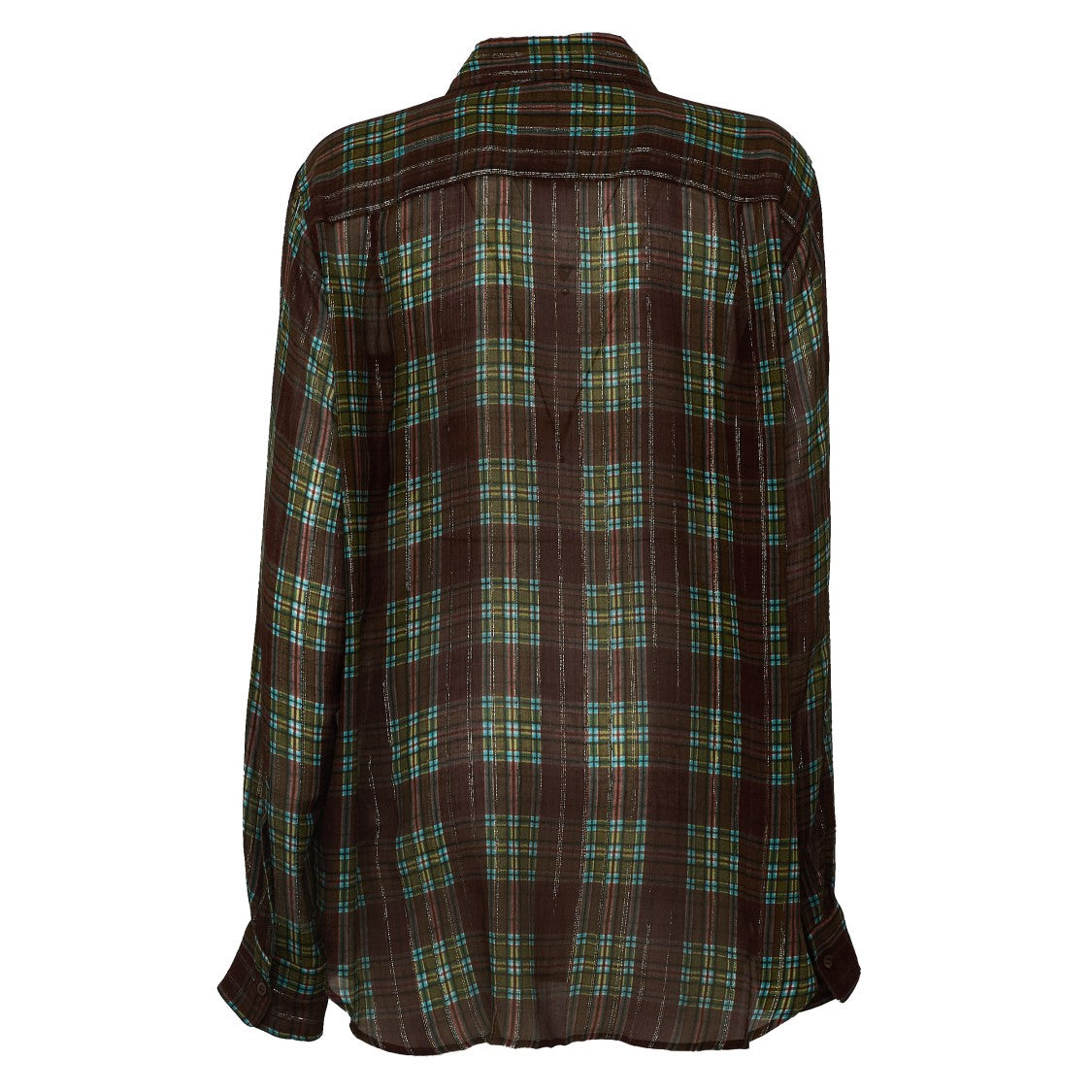 Dries Van Noten Brown Cheers W.W. Lurex-Striped Check Shirt