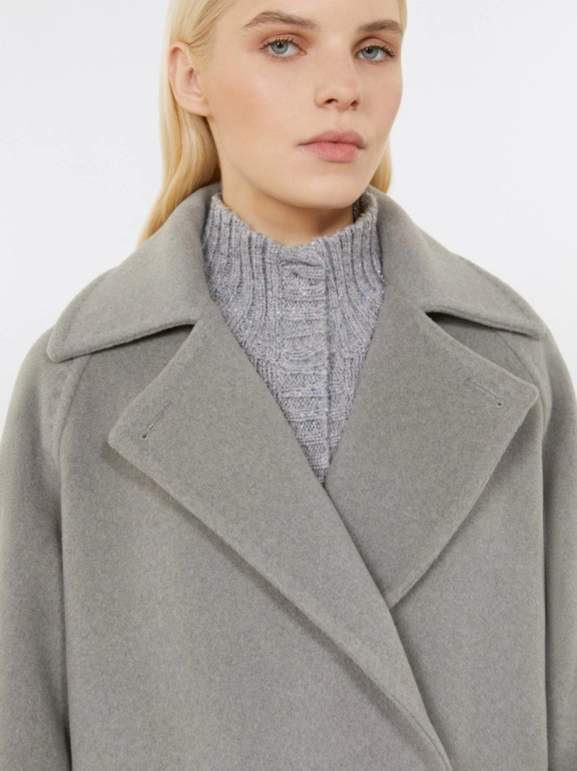 Max Mara Light Grey Double-Breasted Max Mara Coat