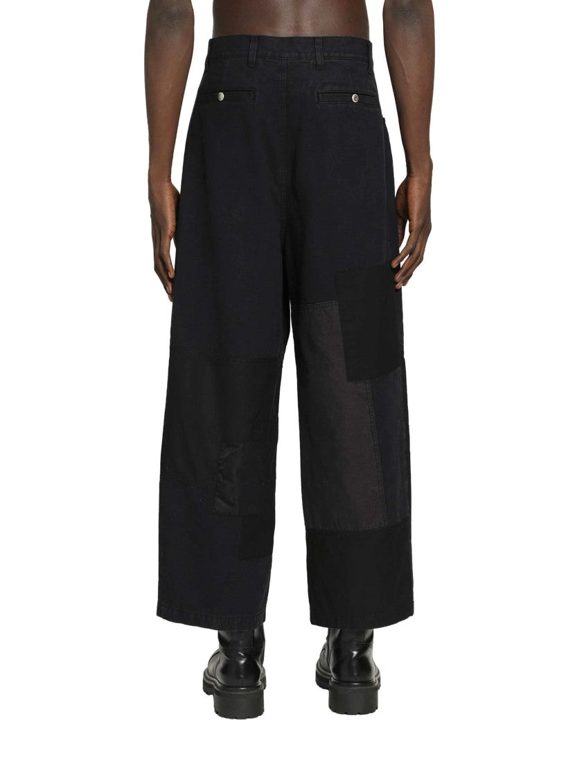 Comme Des Garçons Spliced Canvas Patchwork Wide-Leg Pants