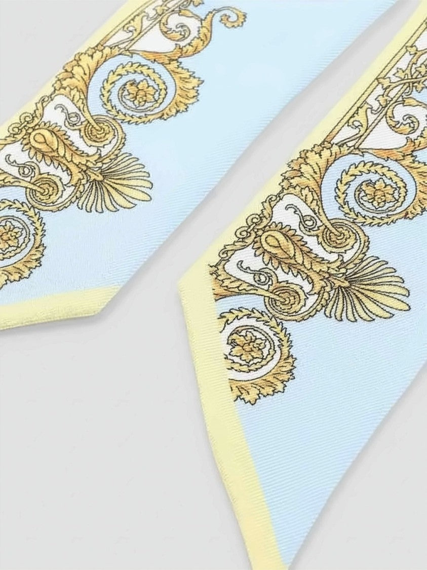 Versace Silk Scarf With Gold Baroque Patterns