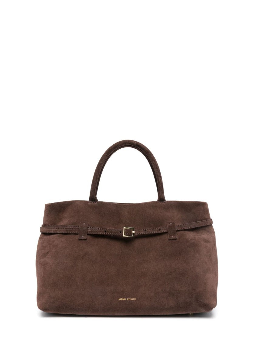 Manu Atelier Dark Brown Le Cambon 35 Suede Handbag