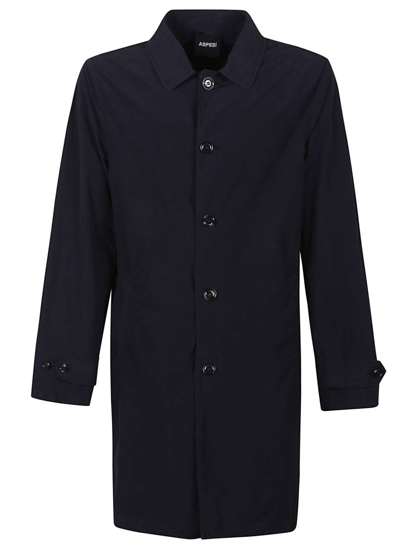 Aspesi Long Tailored Coat In Smooth Polyester Finish