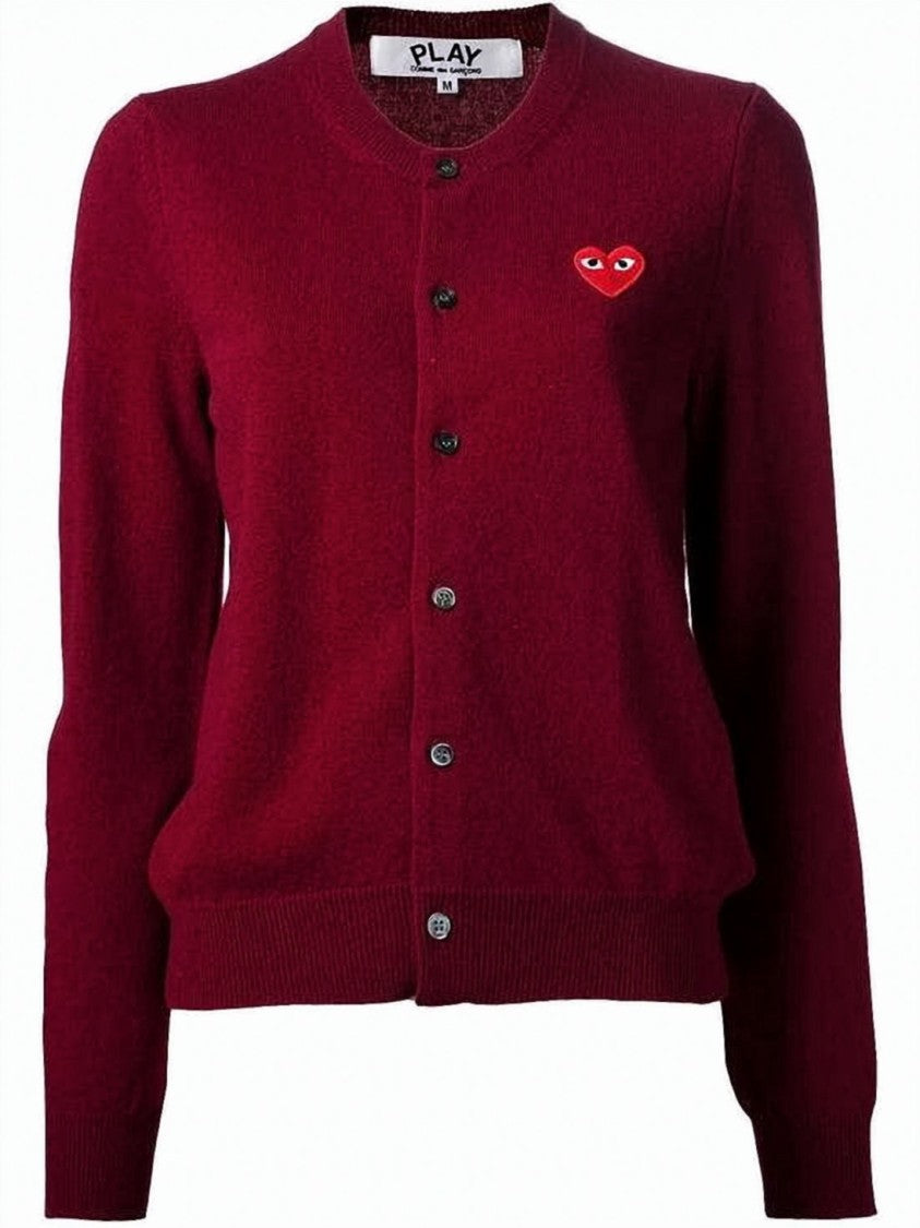 Comme Des Garçons Burgundy Knit Cardigan