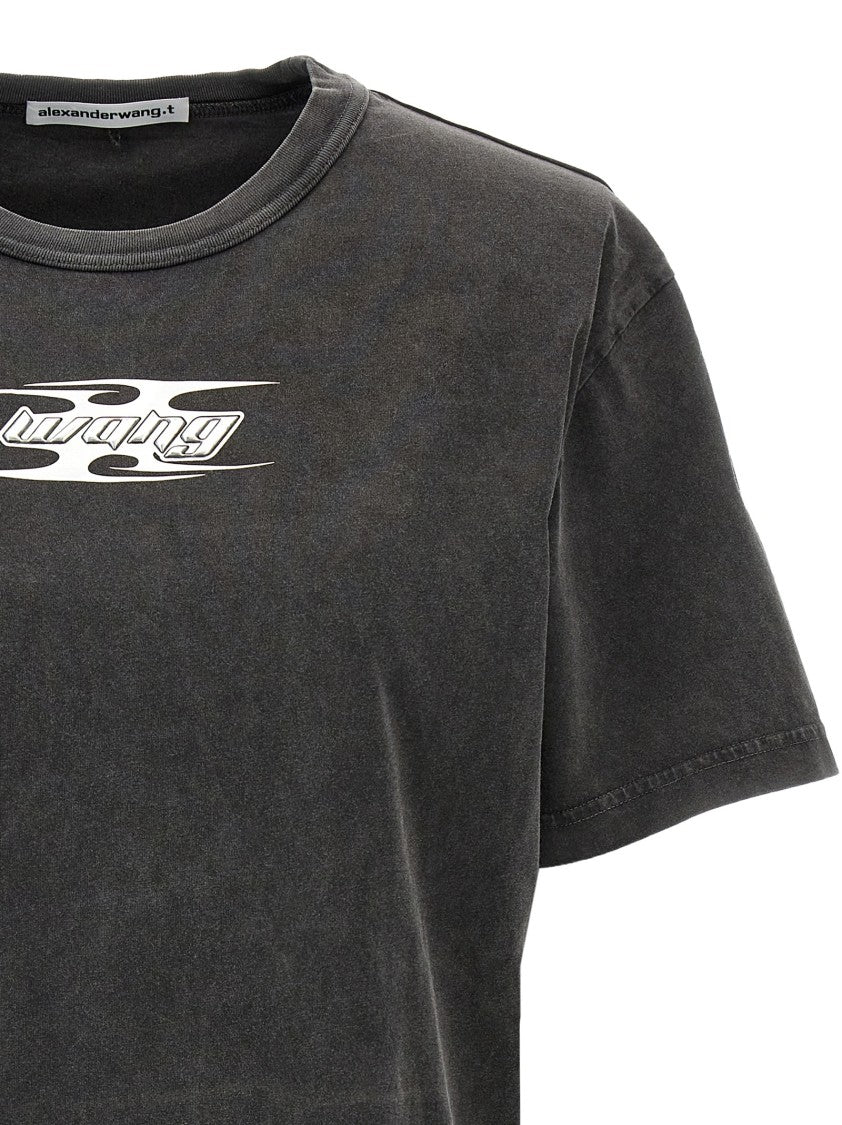 T By Alexander Wang Embossed Logo Cotton T-Shirt