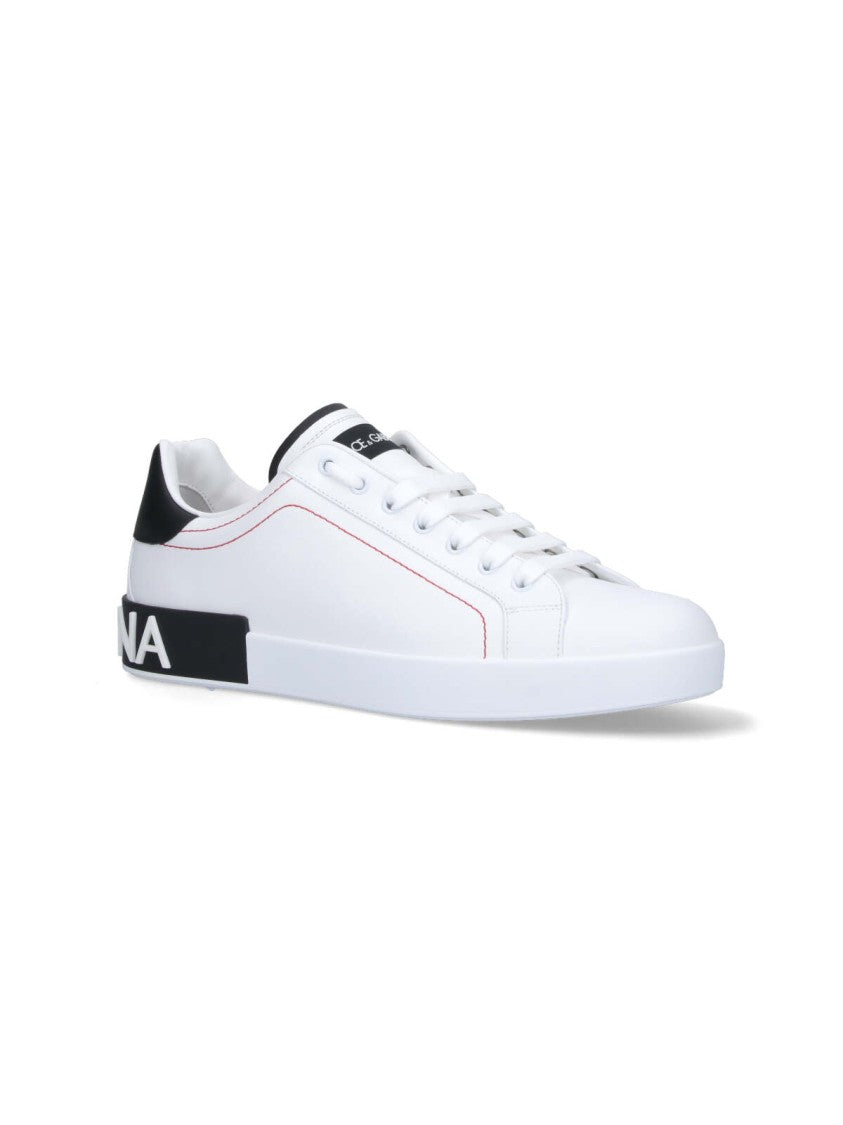 Dolce & Gabbana White Portofino Calf Leather Sneakers