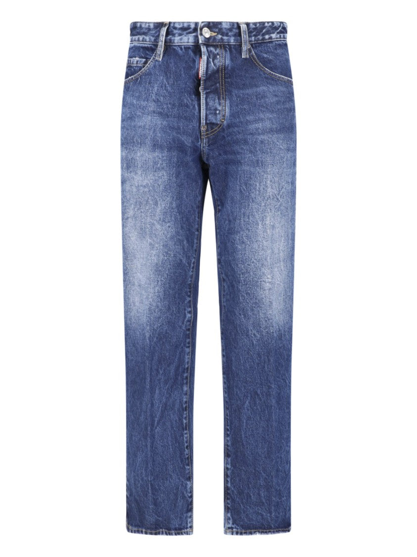 Dsquared2 Straight Leg Jeans With Medium Blue Wash