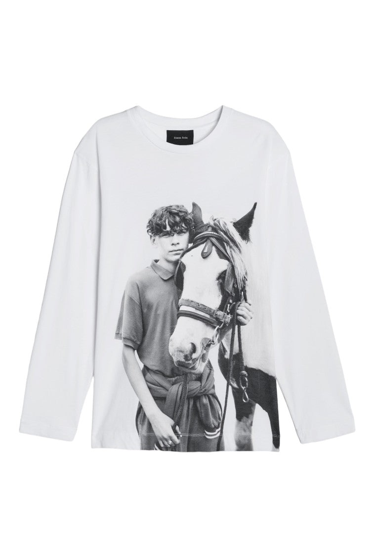 Simone Rocha White Pony Kid Print Cotton T-Shirt