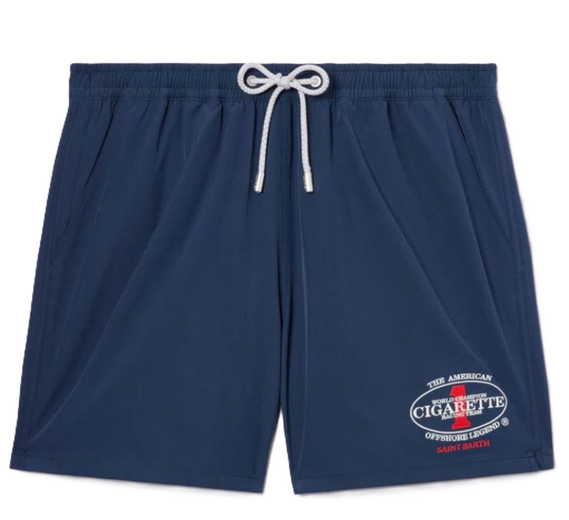 Mc2 Saint Barth Blue Gustavia Embroidery Swim Shorts