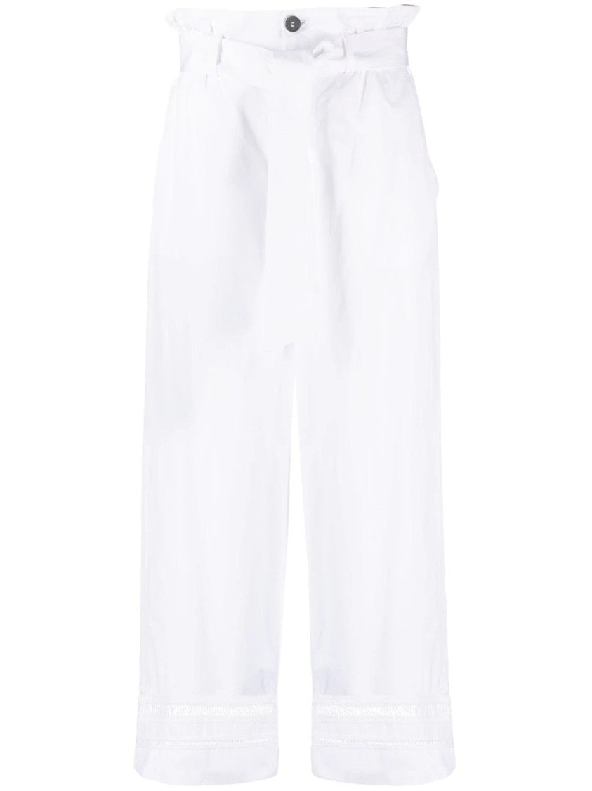 Lorena Antoniazzi Cropped Wide-Leg Trousers With Paperbag Waist And Button Closure