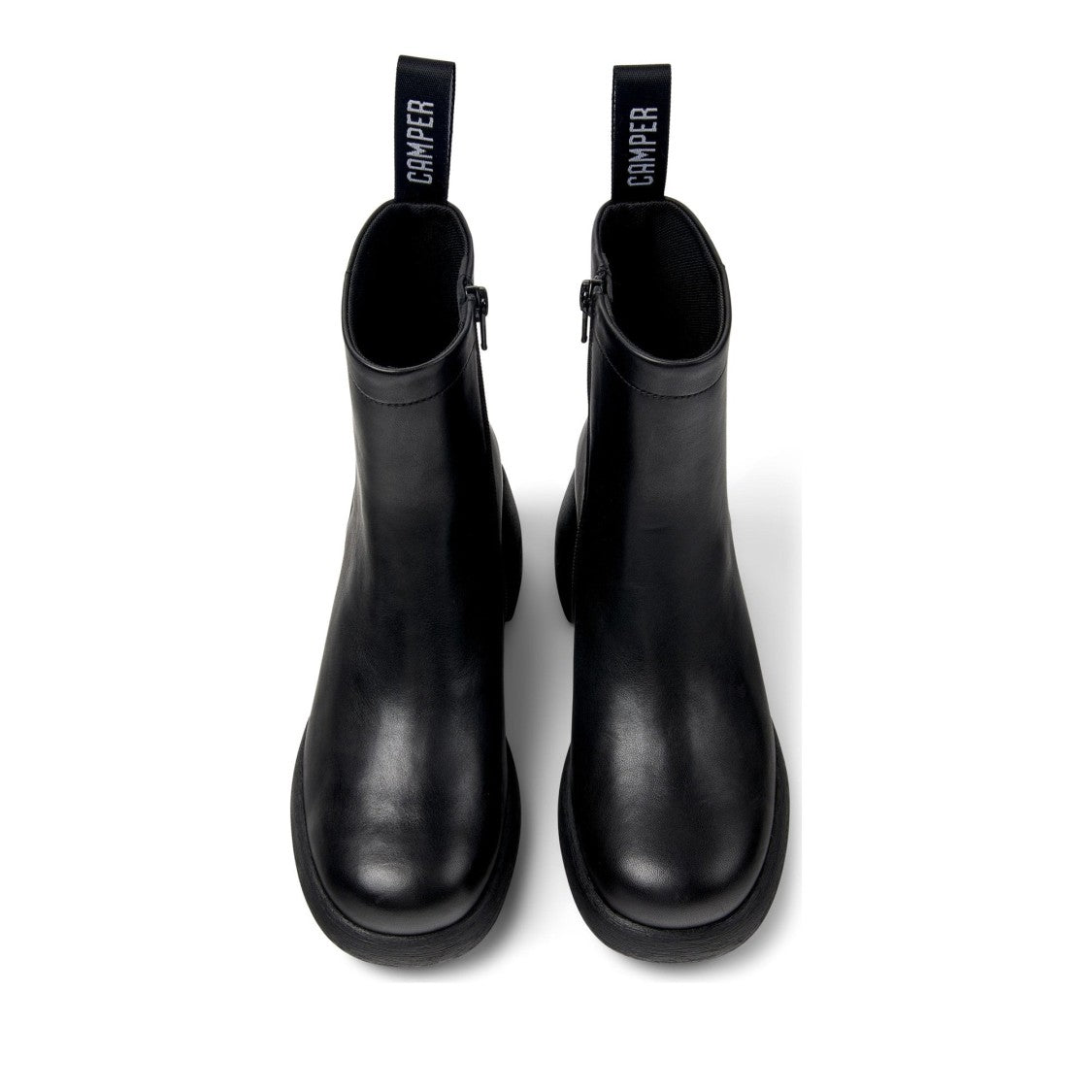 Camper Black Thelma Chunky Heel Textured Sole Leather Ankle Boots
