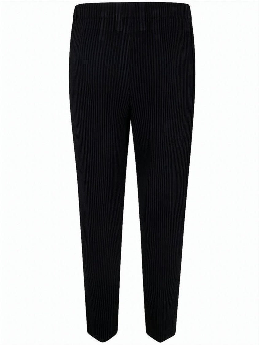 Homme Plissé Issey Miyake Pleated Tapered Fit Casual Pants With Elastic Waistband