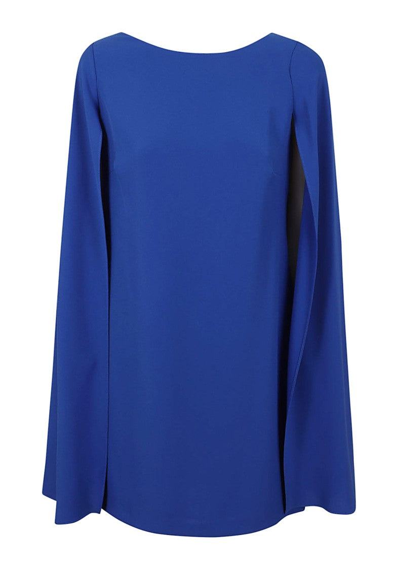 Lauren Refined Long Sleeve Cocktail Dress With Cascading Cape Sleeves