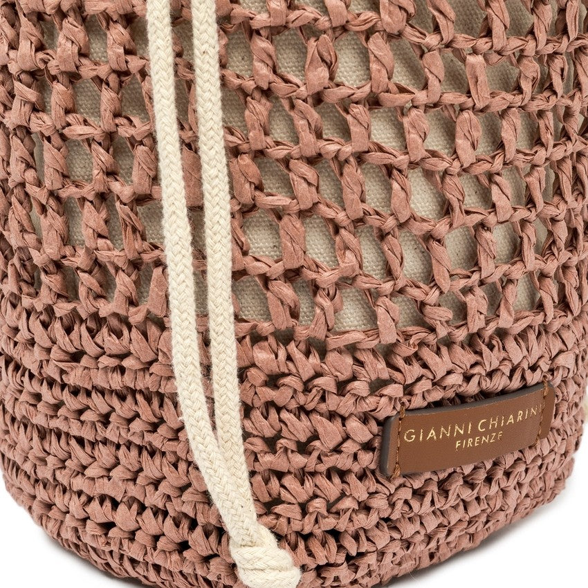 Gianni Chiarini Crochet Straw Nefeli Bucket Bag