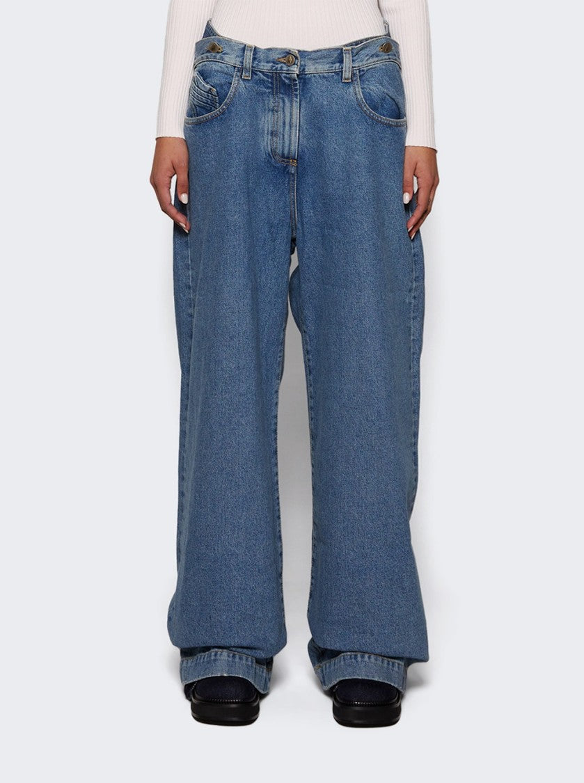 The Attico Denim Long Pants Light Blue
