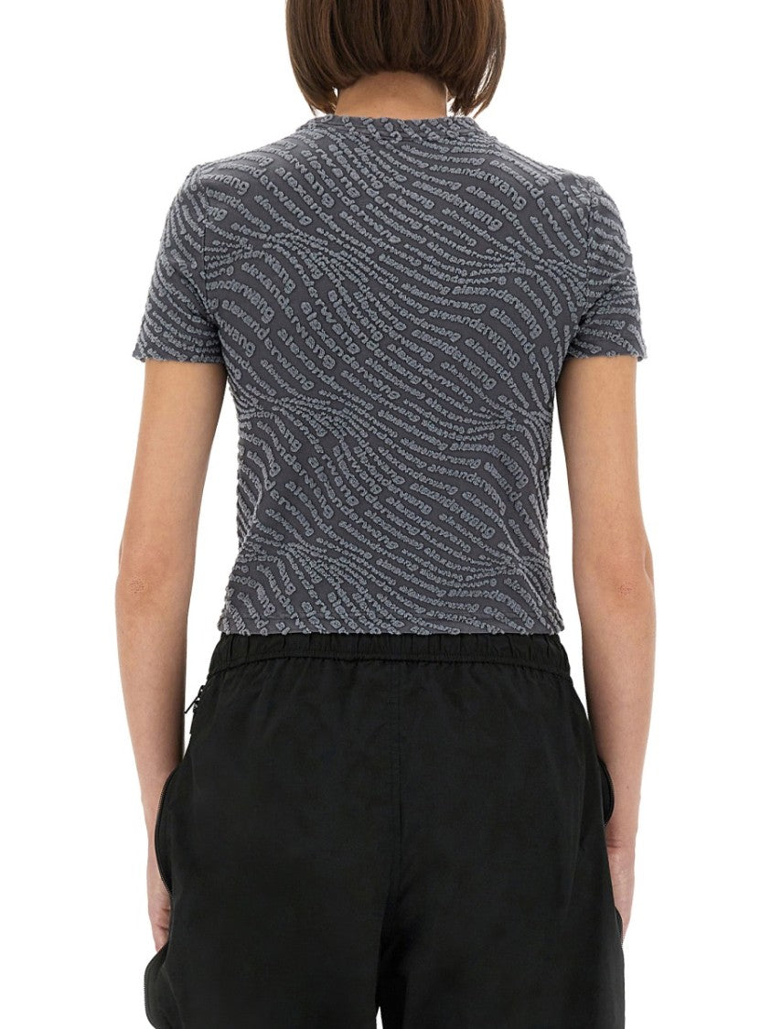 T By Alexander Wang Fitted T-Shirt With All-Over Logo Print
