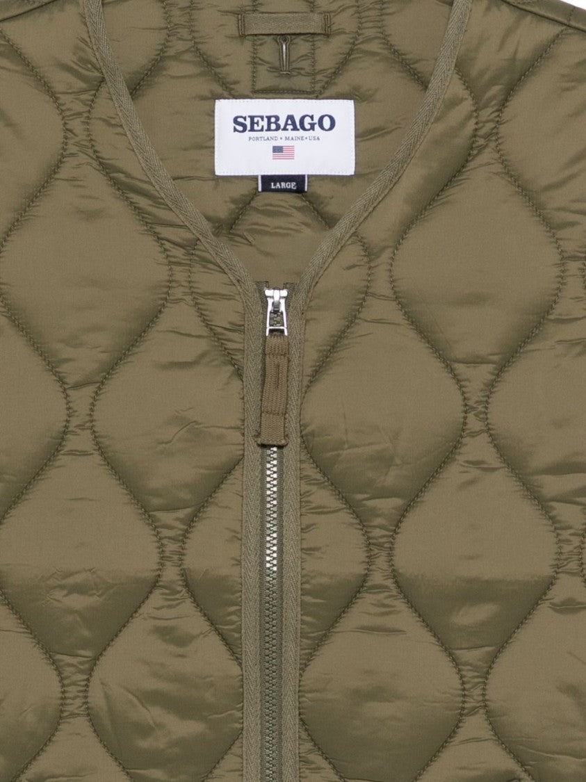Sebago Quilted Green Puffer Vest With Rounded Neckline
