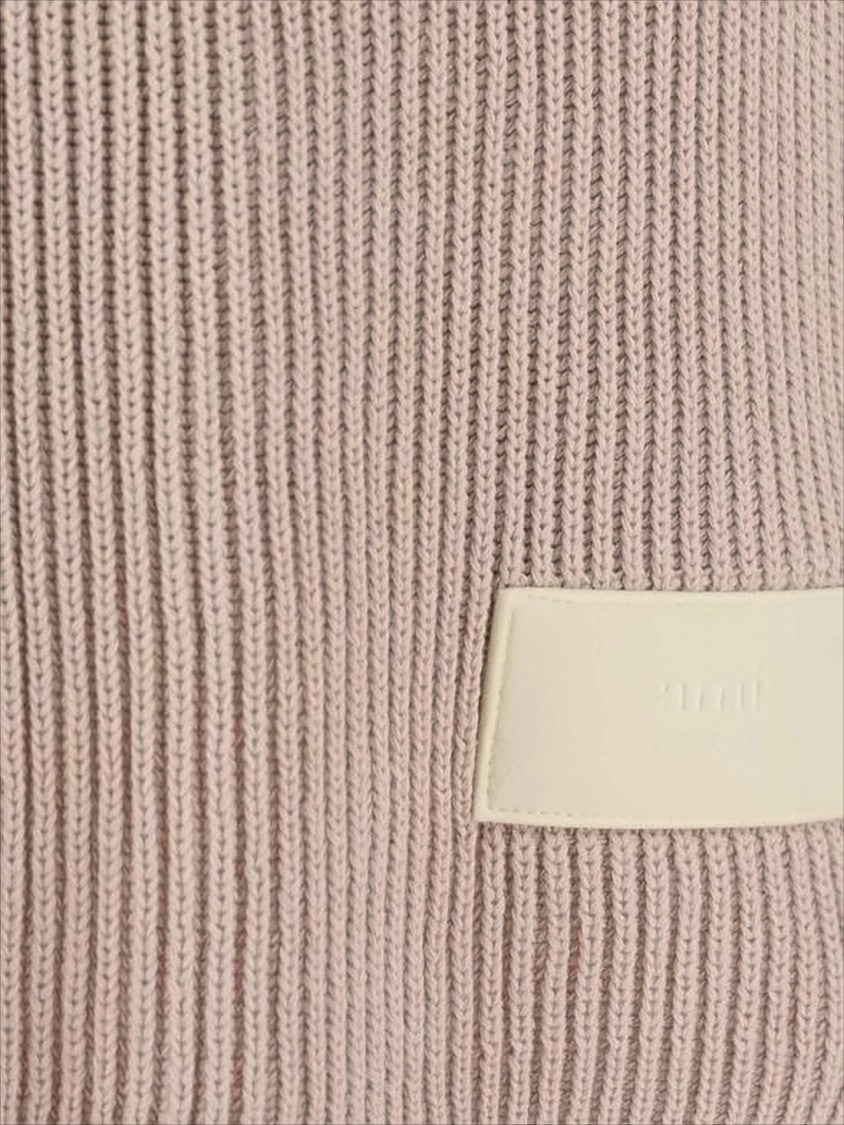 Ami Ribbed Knit Sweater With Crew Neckline