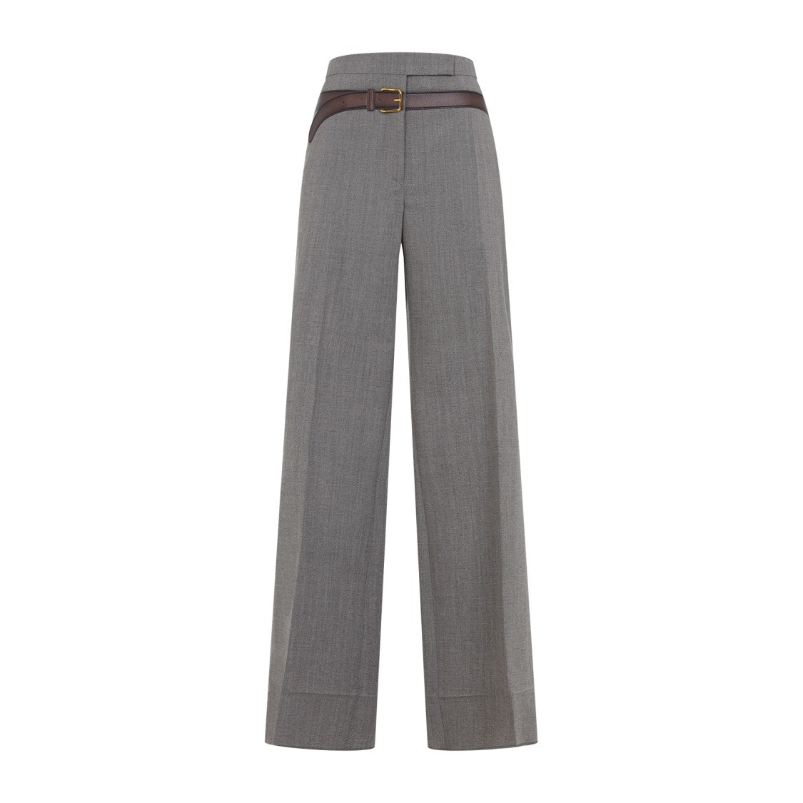Prada Clay Grey Wide-Leg Wool Pants