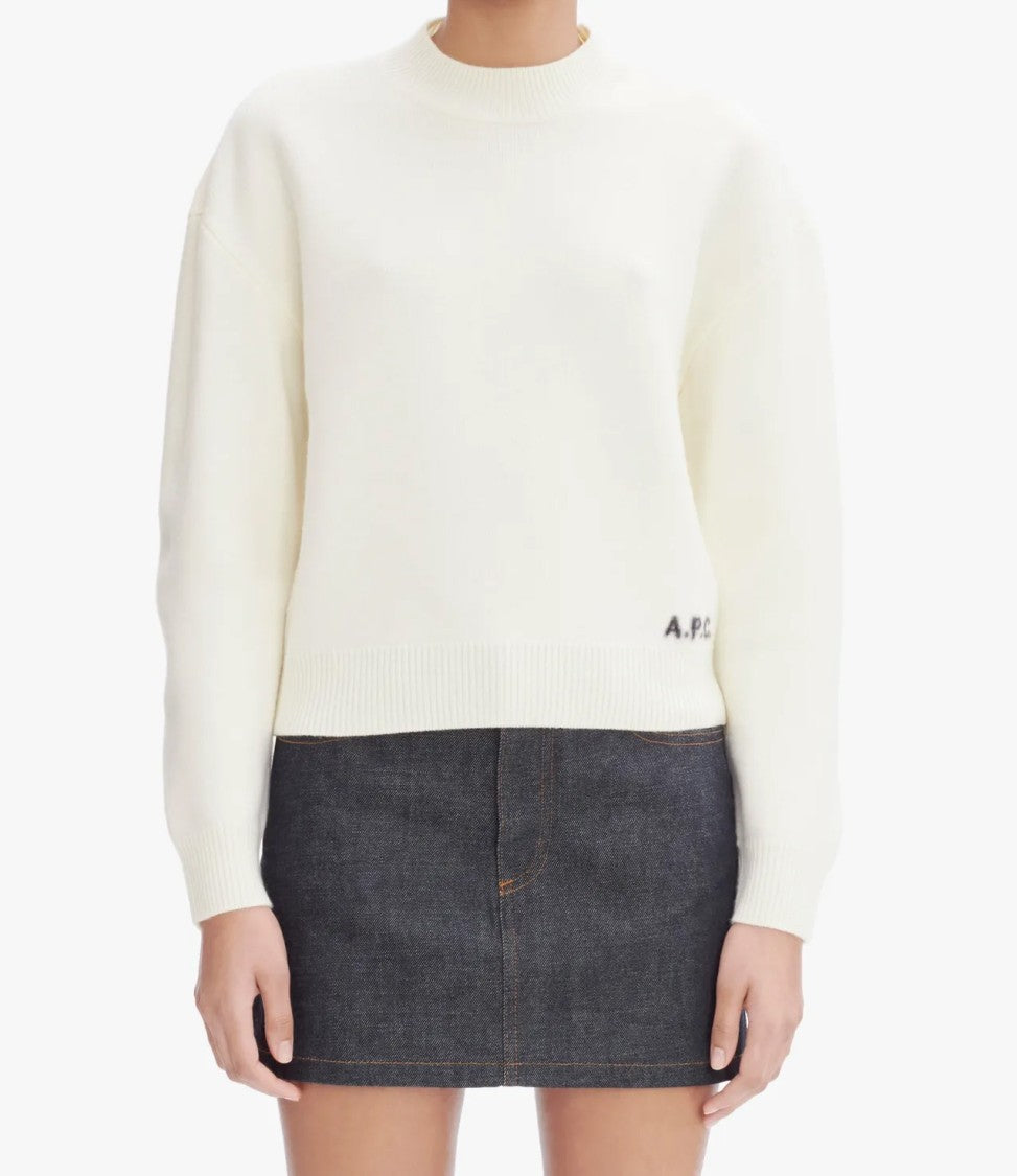 A.P.C. Ecru Merino Wool Jumper With Boxy Cut