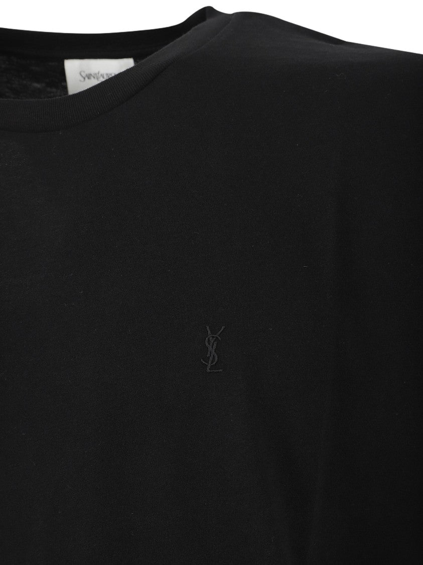 Saint Laurent Classic Black T-Shirt With Tonal Logo Detail