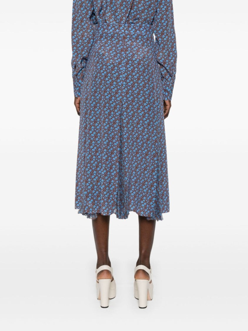 Ermanno Scervino Midi Silk Skirt With Floral Pattern