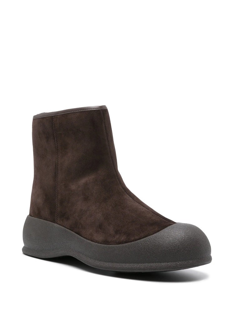 Bally Brown Textured Rubber Cap Suede Ankle Boots
