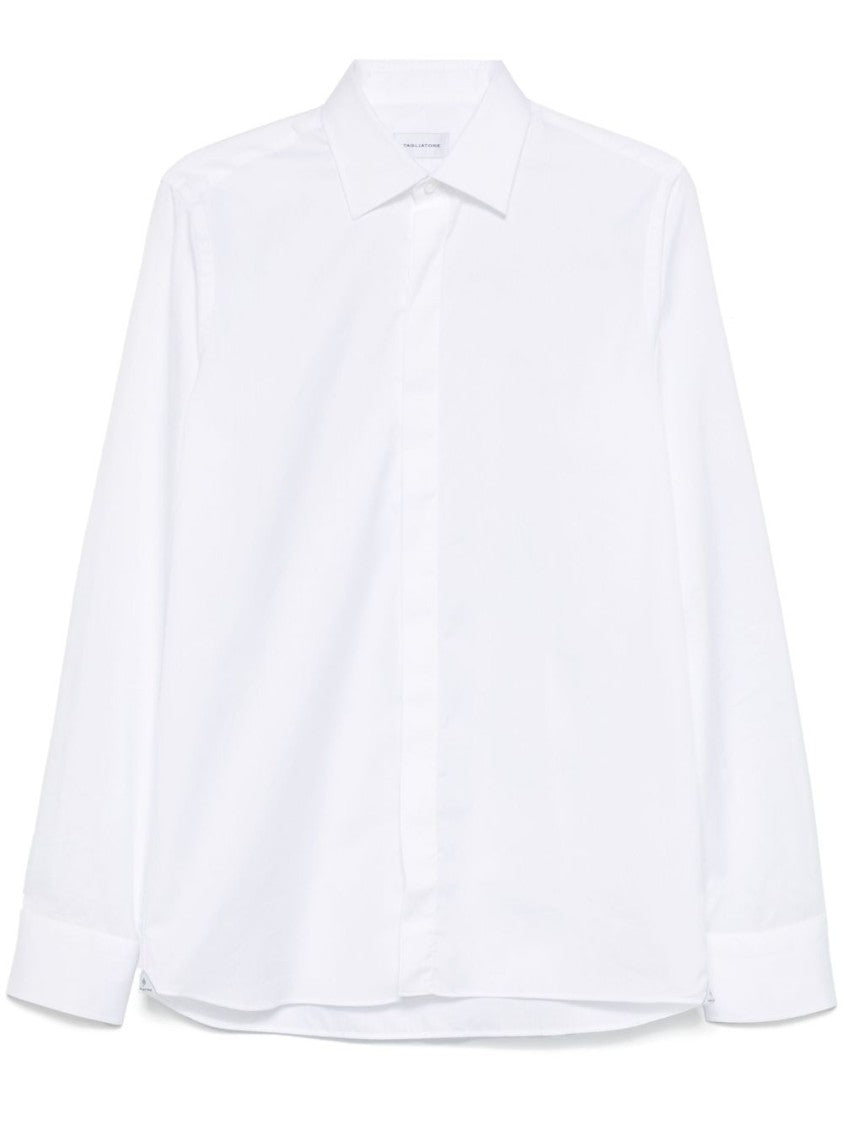 Tagliatore Refined White Cotton Shirt With Pointed Collar