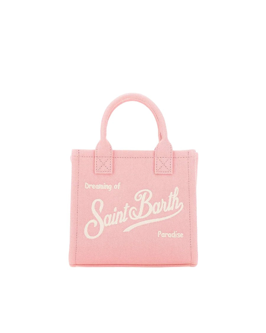 Mc2 Saint Barth Compact Pink Canvas Tote Bag With Embroidered Logo