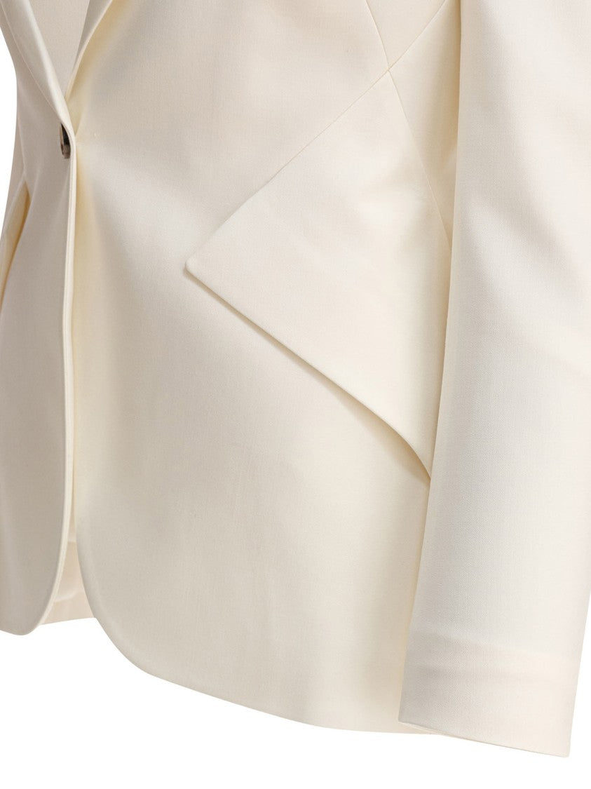 Alexander Mcqueen White Tailored Jacket With Structured Lapels