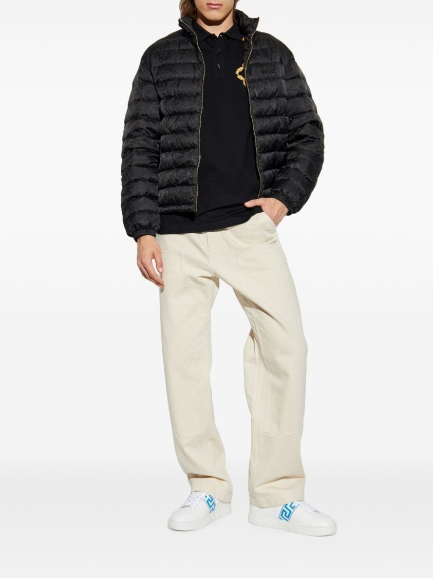 Versace Quilted High Collar Jacket With Gold-Tone Hardware