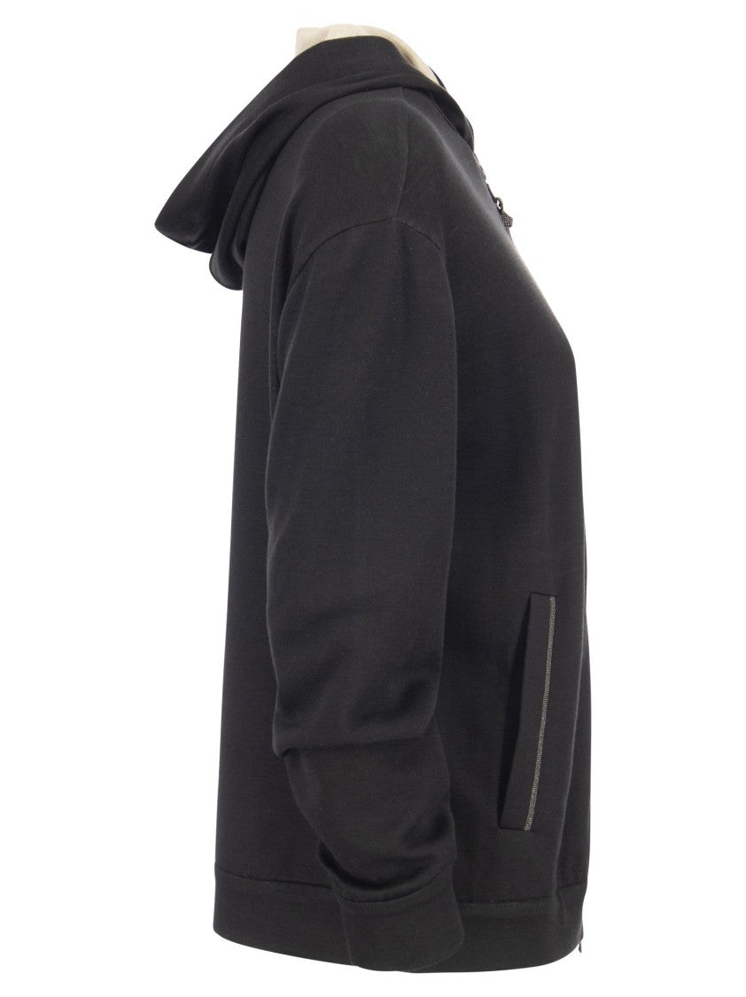 Brunello Cucinelli Cotton-Silk Sweatshirt Topwear With Jewellery