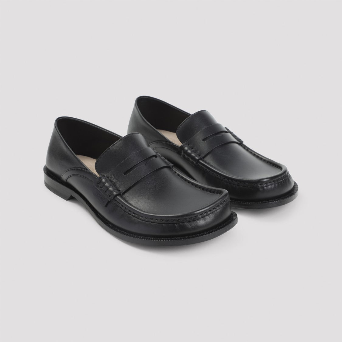 Loewe Campo Flap Back Black Calfskin Loafers