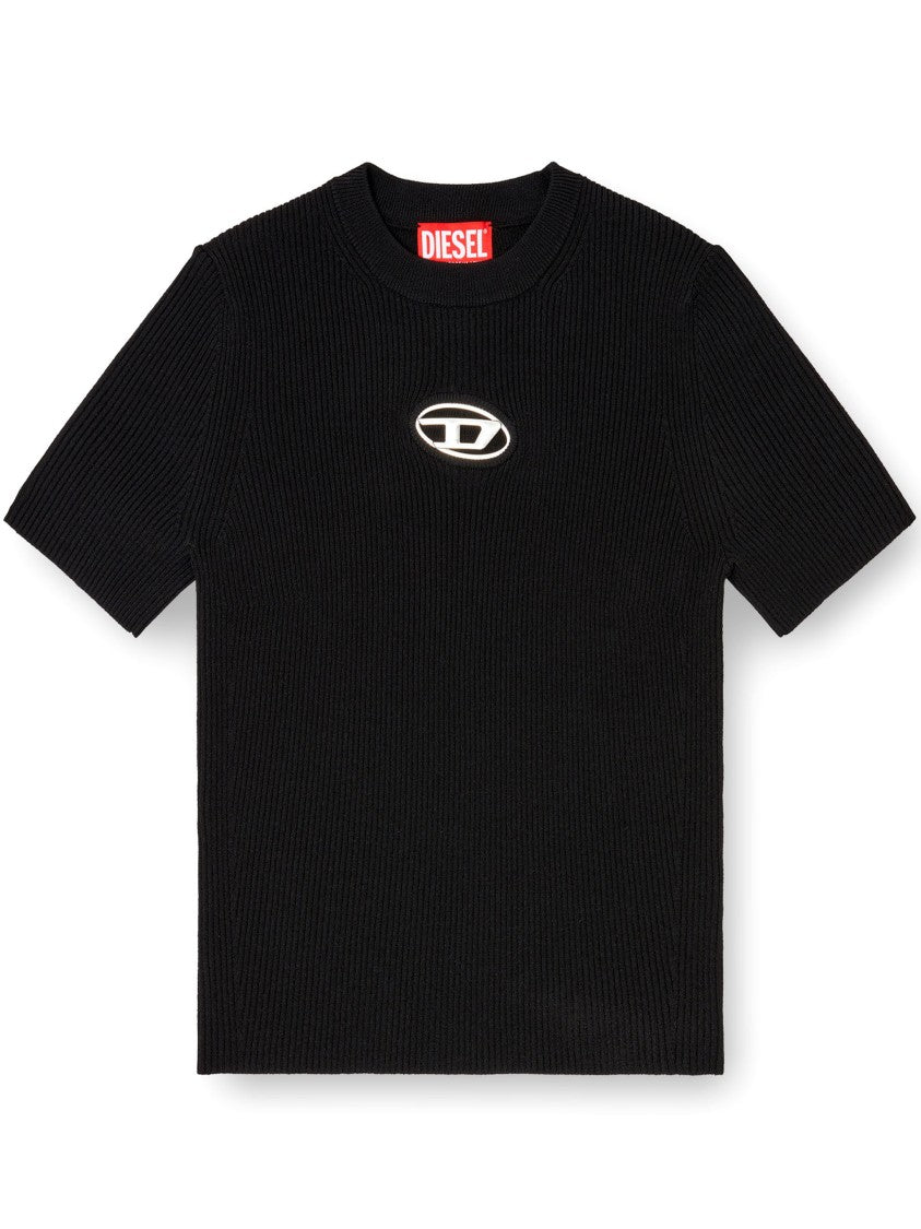 Diesel Black M-Valari-Ss Fitted Ribbed Top
