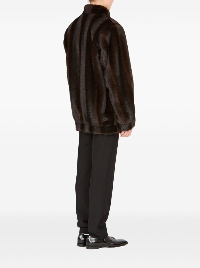Mm6 By Maison Margiela Plush Dark Brown Oversized Jacket