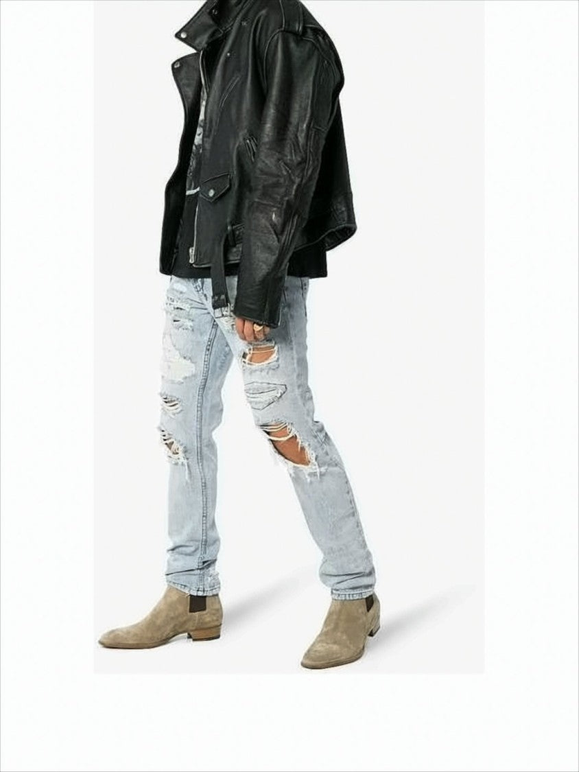 Saint Laurent Pointed Toe Calf Leather Ankle Boots