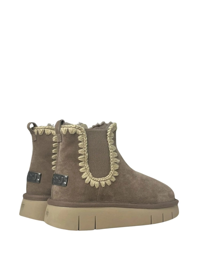 Mou Brown Bounce Suede Platform Ankle Boots